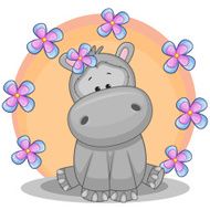 Hippo with flowers N5