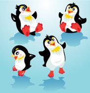 Set with funny penguins Christmas or New Year design