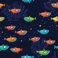 Seamless pattern with colorful fishes