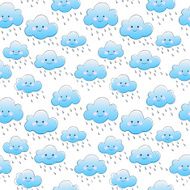 smiling clouds seamless pattern