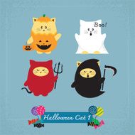 Set of cute cat in Halloween costumes N2