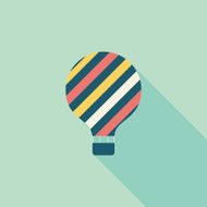 Hot Air Balloon flat icon with long shadow N28
