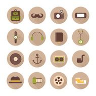 Hipster vector colorful style elements and characters icons set