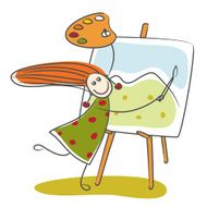 Little girl drawing mountain N2