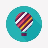 Hot Air Balloon flat icon with long shadow N29