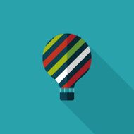 Hot Air Balloon flat icon with long shadow N30