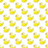 Yellow swimming ducks arranged in a pattern