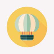 Hot Air Balloon flat icon with long shadow N31