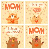 Greeting card for mom with cute animals N3