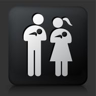 Black Square Button with Family &amp; Babies Icon