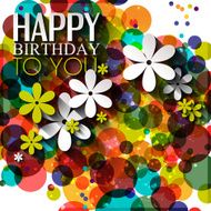 Vector birthday card with flowers in bright colors on polka N2