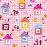 cute baby animals in houses kids pattern