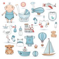 Baby boy shower Cute icons N2