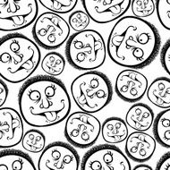 Funny faces showing tongue seamless background black and white