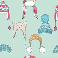 Pattern with cute winter hats