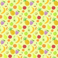 Fruit seamless pattern vector background of bright colorful fruit