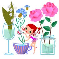 Flowers in Tableware and Elf