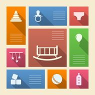 Colored vector icons for baby shop with place text N2