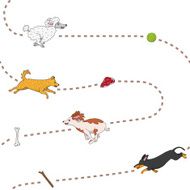Funny dogs chasing items pattern