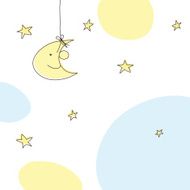 Greeting card with moon and stars