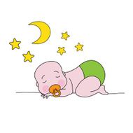 Sleeping baby with moon and stars