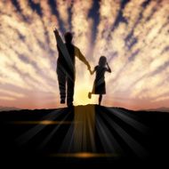 Father&#039;s Day background Father and child in the sunset N37