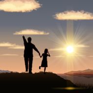 Father&#039;s Day background Father and child in the sunset N38