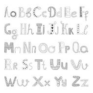 Vector hand drawn alphabet with decorative elements N2