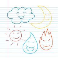 sun and any nature cartoon sketch