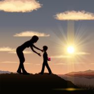 Mother&#039;s Day background Mother and child in the sunset N32