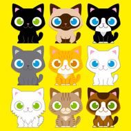 Set Of Different Adorable Cartoon Cats Isolated N4