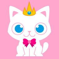 Cartoon Adorable Cat Dressed Like A Princess