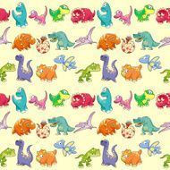 Group of funny dinosaurs with background