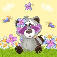 Raccoon with flowers N5