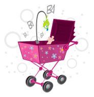 PINK FLOWERED STROLLER