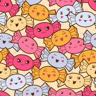 Seamless kawaii cartoon pattern with cute candies N2