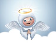 cute praying angel character in heaven N4