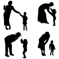 Vector silhouette of people with children N9