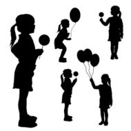 Vector silhouettes of girls with balloons N3