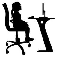 Vector silhouette of a little girl N31