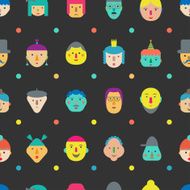Seamless pattern with funny faces Vector set N2