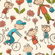 kid&#039;s outdoor recreation seamless pattern