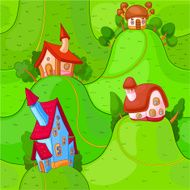 Childish seamless pattern with little houses