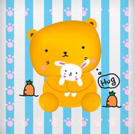 Teddy bear cute with bunny doll
