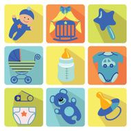 Cute cartoons icons for newborn baby boy N2