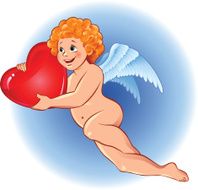 Cupid with a heart in hands