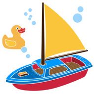 toy boat and plastic duckie