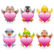 Stuffed birds icon set