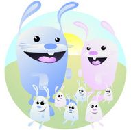 Rabbit Family Cartoon