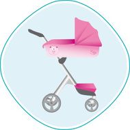 Pink pushchair